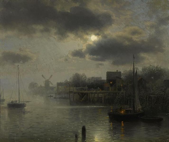 Moonlight in Holland - Hermann Ottomar Herzog