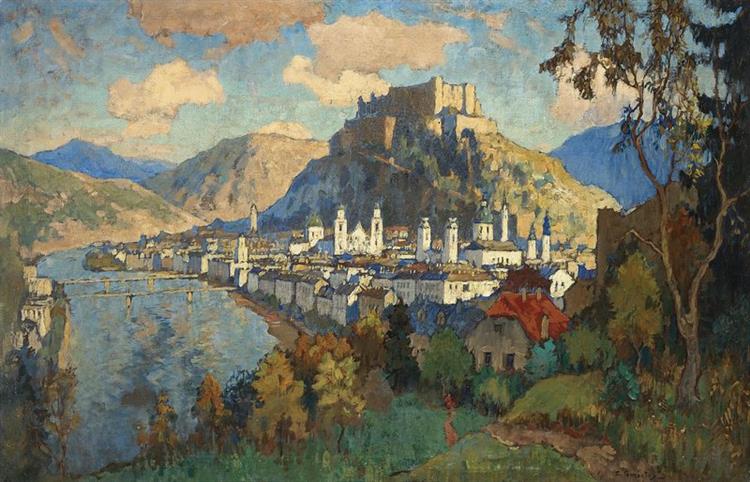 A View of Salzburg - Konstantin Ivanovich Gorbatov