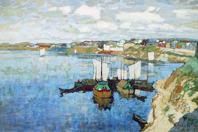 The Velikaya River in Pskov, 1914 - Konstantin Ivanovich Gorbatov