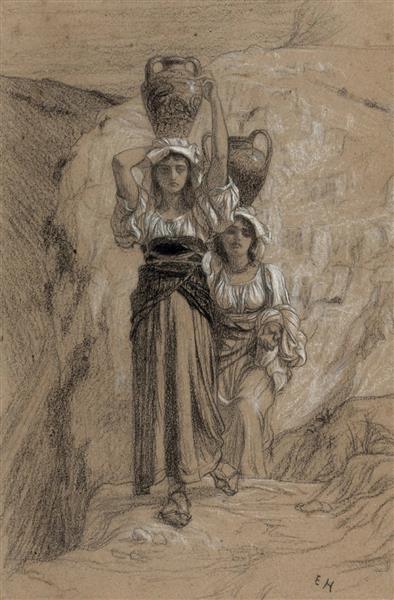 Study for The Daughters of Alvito, c.1855 - Эрнст Эбер