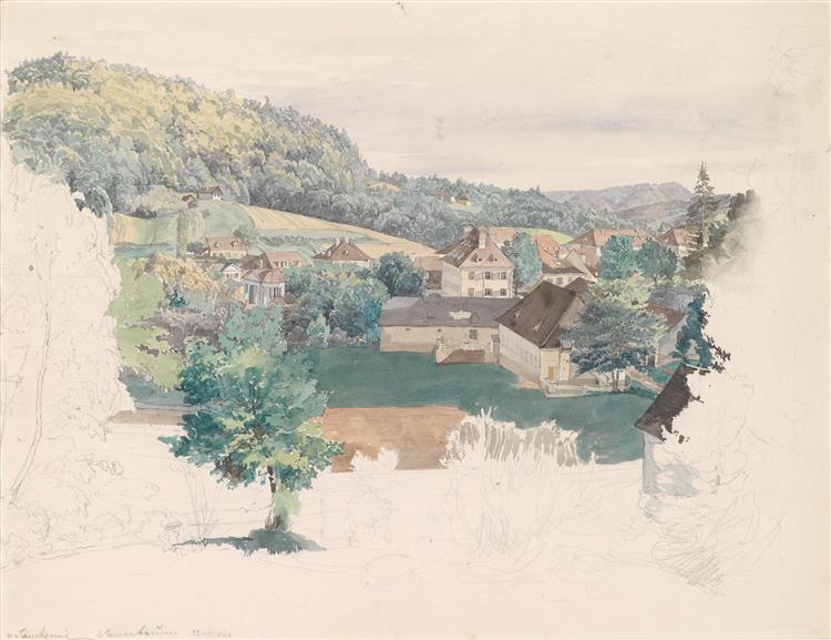 View over the town of Bad Rohitsch-Sauerbrunn (18th September 1848), 1848 - Johann Nepomuk Passini