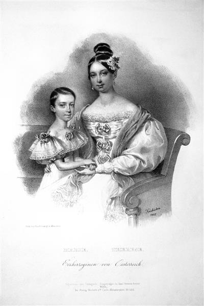 Maria Theresia And Maria Karolina, Archduchesses Of Austria, 1835 - Josef Kriehuber