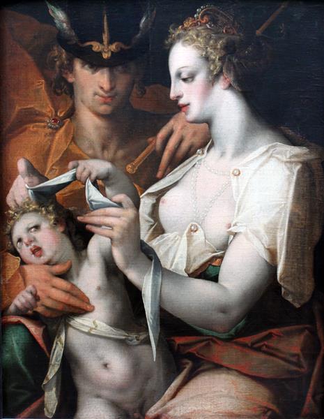 Venus and Mercury Blindfold Cupid, 1597 - Бартоломеус Спрангер