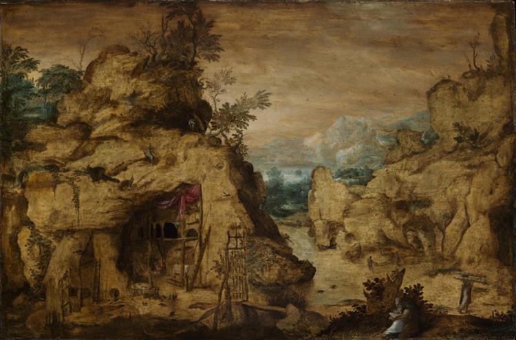Mountain landscape with a hermit, c.1569 - Bartholomeus Spranger