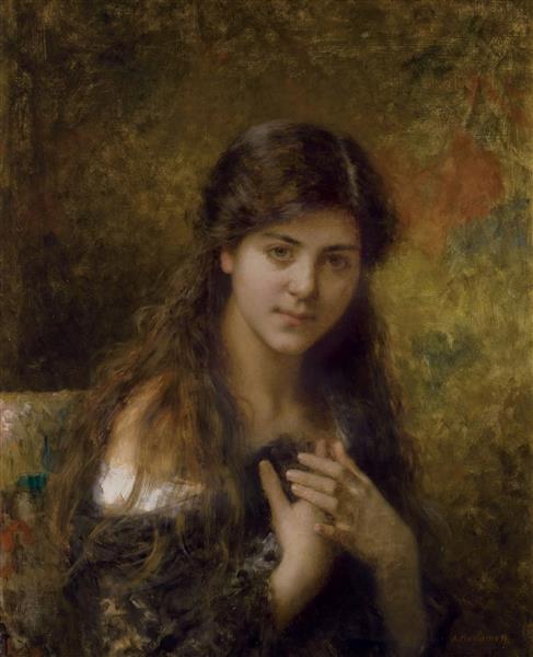 Portrait of a young girl - Alexei Harlamoff