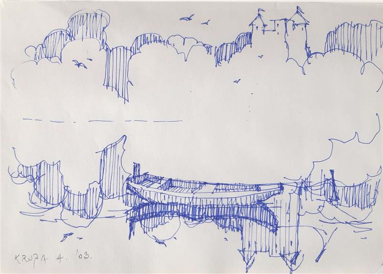 The sketchbook page. The fantasy landscape, 2003 - Альфред Фредді Крупа