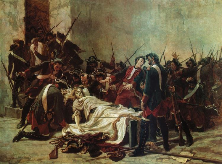 Lieutenant Vasily Mirovich at the corpse of John VI Antonovich on July 5, 1764 in the Shlisselburg Fortress, 1884 - Иван Иванович Творожников