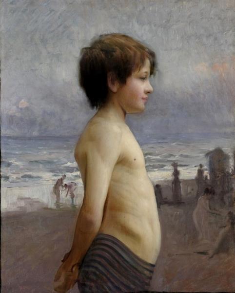 Young boy at the beach, 1880 - Жуль Бастьєн-Лепаж