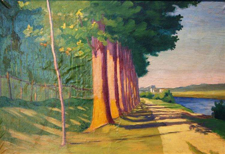 Les arbres du quai de la Gourdine à Lagny, 1885 - Léo Gausson