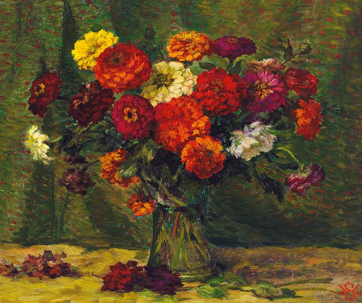 Blumen in Einer Vase, 1926 - Willy Schlobach