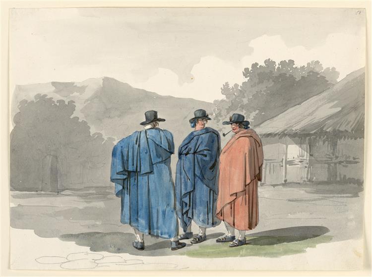 A Group of Three Peasants in a Village, 1808 - Bartolomeo Pinelli