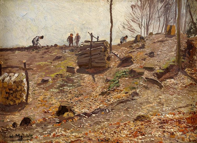 Forest worker in the wood quarry - Hugo Mühlig