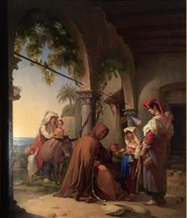 The mendicant monk hosted by a rural family - Theodor Leopold Weller