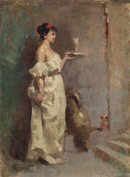 Woman with tray - Francesco Didioni