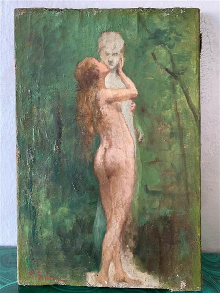 Nude woman kissing a statue - Francesco Didioni