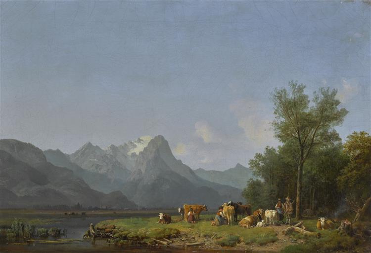 Garmisch, the Wetterstein Mountains Beyond - Heinrich Bürkel