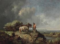 A Landscape with a Fallen Hay Wain - Генрих Бюркель