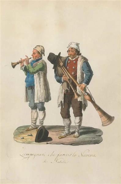 Bagpipers Playing During Christmas Time, c.1820 - Michela De Vito