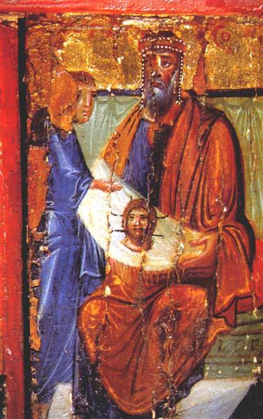 Abgar of Edessa Receiving the Mandylion from Thaddeus, c.944 - Orthodox Icons