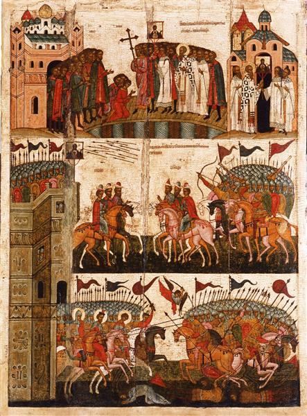 Battle Between Novgorod and Suzdal in 1170 (Miracle of the icon 'Theotokos the Sign'), c.1450 - Orthodox Icons