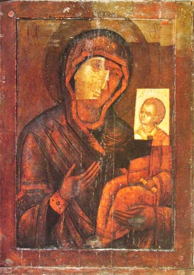 Theotokos Hodegetria (back side of Saint George icon), c.1325 - c.1375 - Orthodox Icons