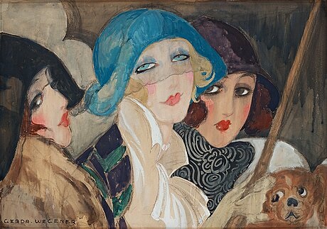 Three Women Under an Umbrella, 1920 - Герда Вегенер
