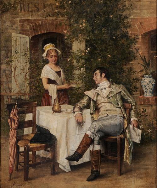 Gentleman Taking Tea in a Courtyard, c.1872 - Maurice Poirson