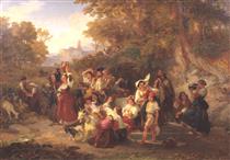 Neapolitan Peasants at a Fountain - Penry Williams