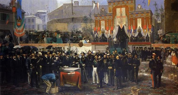 First Stone Laying of the Milan Gallery on 7 March 1865, 1865 - Domenico Induno