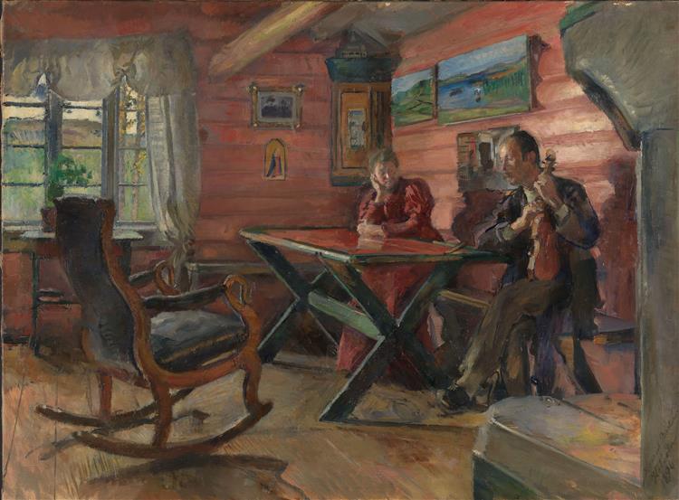 The Living Room at Kolbotn (Hulda and Arne Garborg's Home), 1896 - Harriet Backer