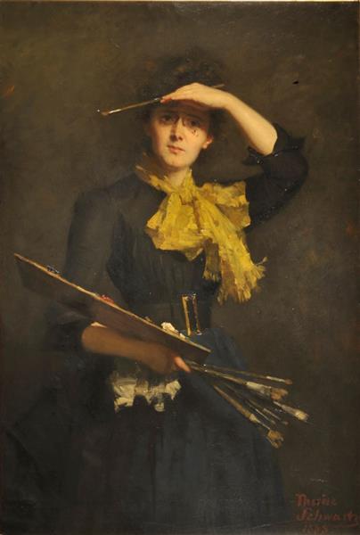 Self-Portrait with Palette, 1888 - Thérèse Schwartze