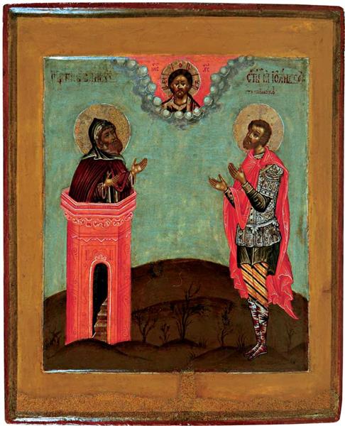 Simeon Stylites and John the Warrior, c.1700 - Orthodox Icons