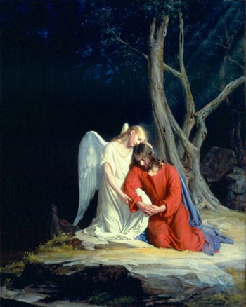 An angel comforting Jesus before his arrest in the Garden of Gethsemane, 1873 - Carl Heinrich Bloch