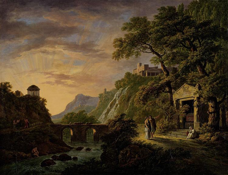 Arcadian Landscape with Setting Sun, 1809 - Daniël Dupré