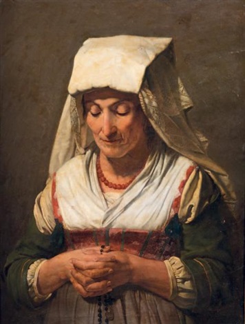 Portrait of a peasant woman from Abruzzo in prayer - Jean Victor Schnetz