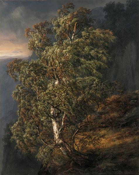 Bjerk i storm, 1848 - Johan Christian Clausen Dahl