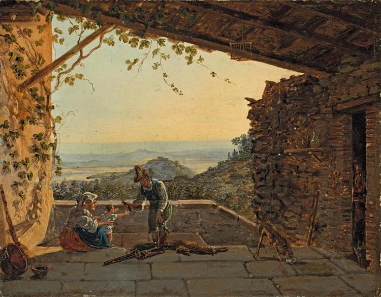 The farmer's homecoming from the hare hunt, c.1818 - 1820 - Франц Людвиг Катель