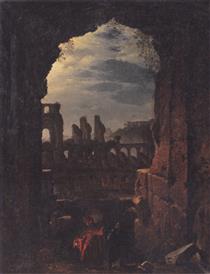 View of the Colosseum by Night - Франц Людвиг Катель