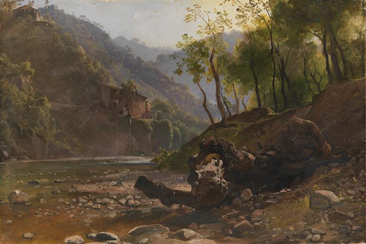 View of a Wooded River, 1820 - Франц Людвиг Катель