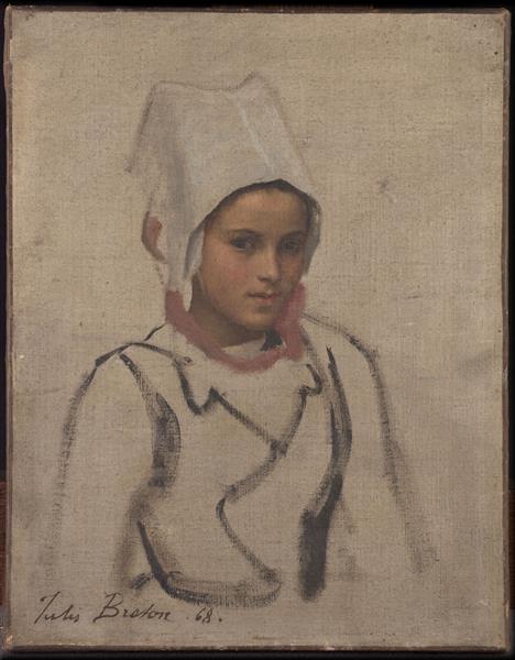 Head of a young Breton, study for Pardon, 1868 - Жуль Бретон