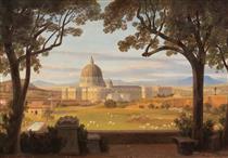 View from the Villa Doria Pamphili to Saint Peter's Basilica in Rome - August Ahlborn