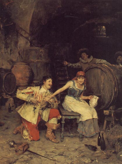 Flirtation in the Wine Cellar, 1867 - Federico Andreotti