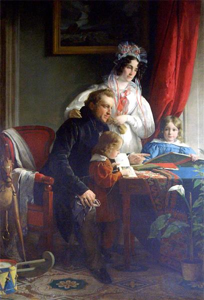 Count August Ferdinand Breuner-Enckevoirt with his wife Maria Theresia Esterhazy and their two children, 1834 - Friedrich von Amerling