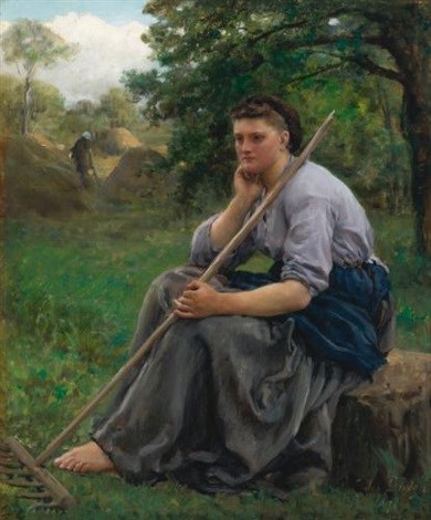 Tedder Seated at the Edge of a Wood, 1875 - Жуль Бретон
