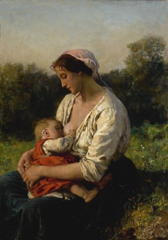 Young Mother Breastfeeding Her Child, 1873 - Жуль Бретон