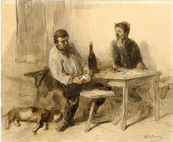 A Game of Cards, 1845 - 1859 - Клеман-Огюст Андриё