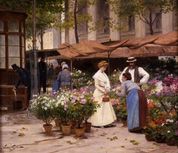 Flower market, c.1885 - Victor Gilbert