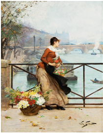 The flower vendor on the pont des Arts in Paris - Віктор Жільберт