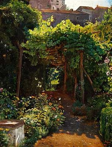 A lush Italian garden, 1845 - Ernst Meyer