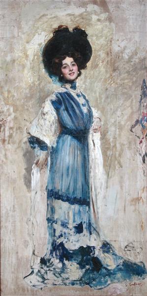 Portrait of Lina Cavalieri, c.1900 - Cesare Tallone